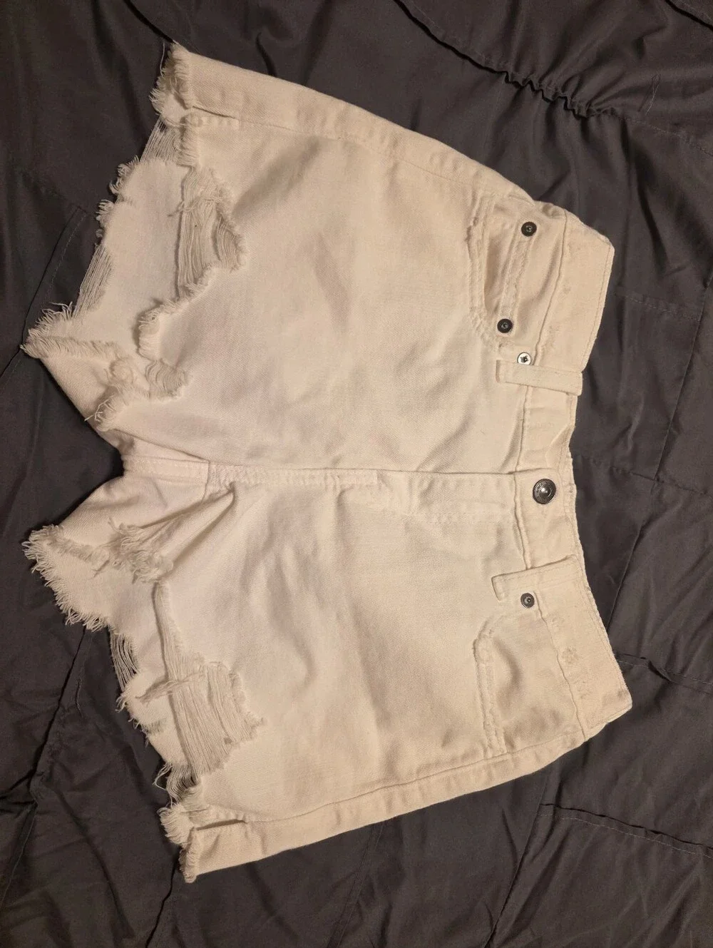 Aerie White Distressed Denim Cutoff Shorts